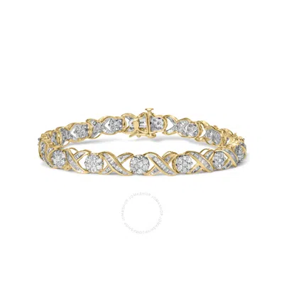 Haus Of Brilliance 10k Yellow Gold 3.00 Cttw Round-cut And Baguette-cut Diamond 'xoxo' Floral Design