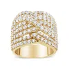 Haus Of Brilliance 10k Yellow Gold 3.0 Cttw Diamond Eight-row Bypass Crossover Statement Band Ring In Yellow
