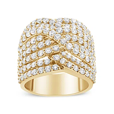 Haus Of Brilliance 10k Yellow Gold 3.0 Cttw Diamond Eight-row Bypass Crossover Statement Band Ring In Multi