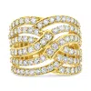 Haus Of Brilliance 10k Yellow Gold 3.00 Cttw Diamond Multi Row Bypass Wave Cocktail Band Ring In Yellow