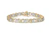 Haus Of Brilliance 10k Yellow Gold 3.00 Cttw Round-cut And Baguette-cut Diamond 'xoxo' Floral Design 7.50" Bracelet In Multi