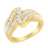 Haus Of Brilliance 10k Yellow Gold 3/4 Cttw Channel Set Round And Baguette-cut Diamond Double Shank Bypass Ring In Yellow