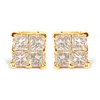 Haus Of Brilliance 10k Yellow Gold 3/4 Cttw Invisible Set Princess-cut Diamond Composite Square Stud Earrings In Yellow