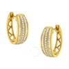 HAUS OF BRILLIANCE HAUS OF BRILLIANCE 10K YELLOW GOLD 3/4 CTTW PAVE AND CHANNEL SET DIAMOND TRIPLE ROW MODERN HOOP EARR