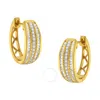 Haus Of Brilliance 10k Yellow Gold 3/4 Cttw Pave And Channel Set Diamond Triple Row Modern Hoop Earr In Yellow