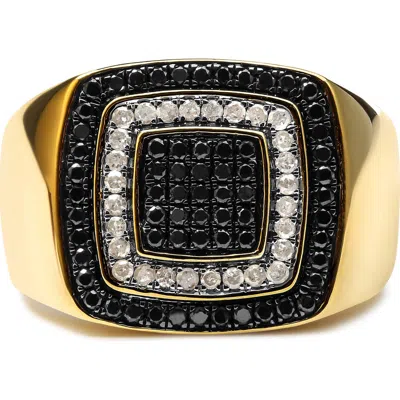 Haus Of Brilliance Men's 10k Yellow Gold 3/4 Cttw White And Black Treated Diamond Ring Band (black /