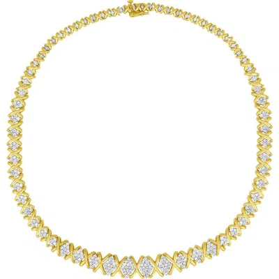 Haus Of Brilliance 10k Yellow Gold 4 Cttw Brilliant Round-cut Diamond Graduating Riviera Statement Necklace