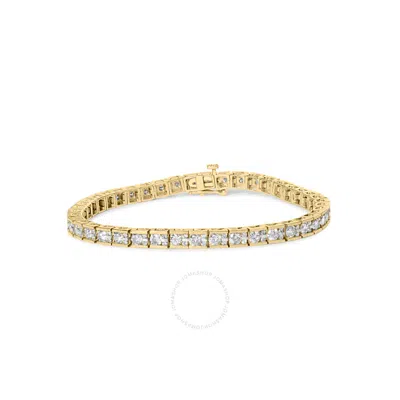 Haus Of Brilliance 10k Yellow Gold 4.00 Cttw Channel Set Round Diamond Tennis 7" Bracelet (j-k Color