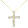Haus Of Brilliance 10k Yellow Gold 4.0 Cttw Diamond Two Row Cross 18" Pendant Necklace In Yellow