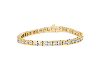 Haus Of Brilliance 10k Yellow Gold 4.00 Cttw Channel Set Round Diamond Tennis 7" Bracelet