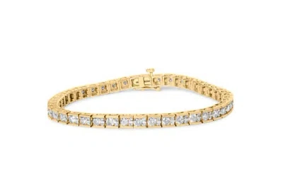 Haus Of Brilliance 10k Yellow Gold 4.00 Cttw Channel Set Round Diamond Tennis 7" Bracelet