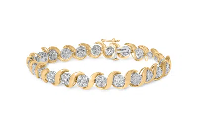 Haus Of Brilliance 10k Yellow Gold 4.00 Cttw Round-cut Diamond Floral Link 7.5" Bracelet
