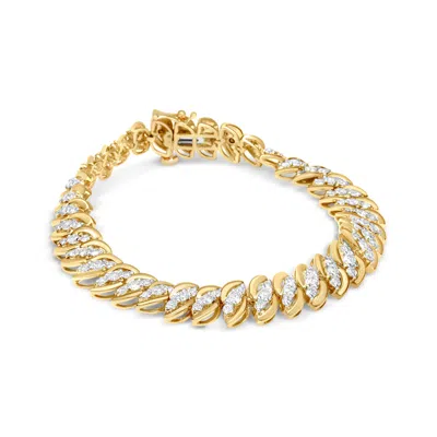 Haus Of Brilliance 10k Yellow Gold 5.0 Cttw Diamond Double Row S-link Cuban Bracelet In Multi