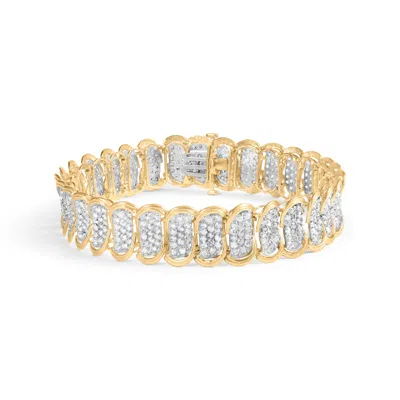 Haus Of Brilliance 10k Yellow Gold 5.00 Cttw Diamond Oval Banded Link Bracelet In Multi