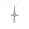 Haus Of Brilliance 10k Yellow Gold 7/8 Cttw Round & Baguette Diamond Zigzag Pattern Cross Pendant Necklace In Yellow