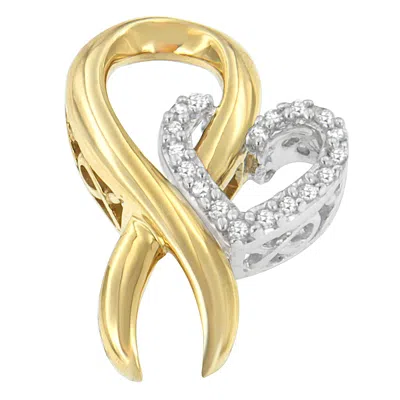 Haus Of Brilliance 10k Yellow Gold And .925 Sterling Silver 1/10 Cttw Diamond Heart Pendant Necklace In Multi