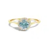 Haus Of Brilliance 10k Yellow Gold Blue Aquamarine And 1/10 Cttw Diamond Halo Ring In Gold