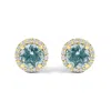 Haus Of Brilliance 10k Yellow Gold Blue Aquamarine And 1/6 Cttw Diamond Halo Stud Earring In Yellow
