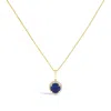 Haus Of Brilliance 10k Yellow Gold Blue Sapphire And 1/10 Cttw Diamond Accent Halo Pendant Necklace In Gold
