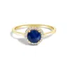 Haus Of Brilliance 10k Yellow Gold Blue Sapphire And 1/10 Cttw Diamond Halo Ring In Gold