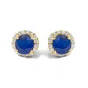 Haus Of Brilliance 10k Yellow Gold Blue Sapphire And 1/6 Cttw Diamond Halo Stud Earring In Blue