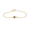 Haus Of Brilliance 10k Yellow Gold Blue Sapphire And Diamond Accent Evil Eye Station Link Bracelet In Yellow