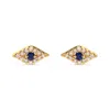 Haus Of Brilliance 10k Yellow Gold Blue Sapphire And Diamond Accent Evil Eye Stud Earring In Yellow