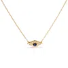 Haus Of Brilliance 10k Yellow Gold Blue Sapphire And Diamond Accented Evil Eye 18" Inch Pendant Necklace In Yellow