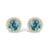Haus Of Brilliance 10k Yellow Gold Blue Topaz And 1/6 Cttw Diamond Halo Stud Earring In Gold