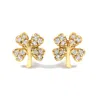 Haus Of Brilliance 10k Yellow Gold Diamond Accent 4 Leaf Clover Stud Earrings In Yellow
