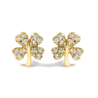 Haus Of Brilliance 10k Yellow Gold Diamond Accent 4 Leaf Clover Stud Earrings