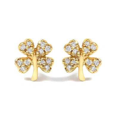 Haus Of Brilliance 10k Yellow Gold Diamond Accent 4 Leaf Clover Stud Earrings
