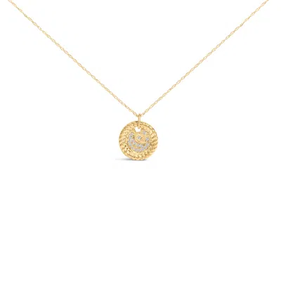 Haus Of Brilliance 10k Yellow Gold Diamond Accent Crescent Moon Pendant Necklace In Neutral