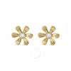 Haus Of Brilliance 10k Yellow Gold Bezel Set Diamond Accent Hammered Finish Floral Stud Earrings In Yellow