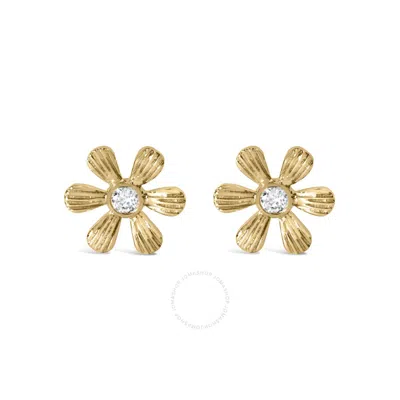 HAUS OF BRILLIANCE HAUS OF BRILLIANCE 10K YELLOW GOLD DIAMOND ACCENT HAMMERED FINISH FLORAL STUD EARRINGS (I-J COLOR