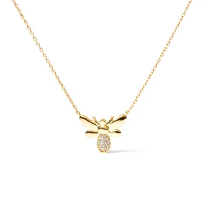 Haus Of Brilliance 10k Yellow Gold Diamond Accented Bumble Bee Pendant 18" Inch Necklace
