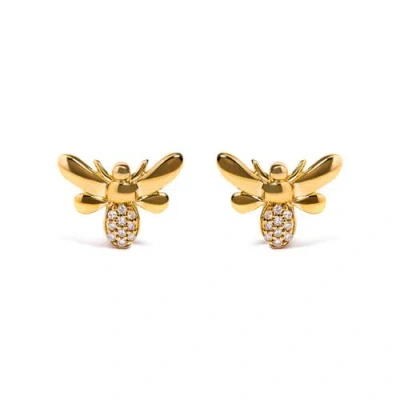 Haus Of Brilliance 10k Yellow Gold Diamond Accented Bumble Bee Stud Earring