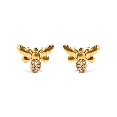 Haus Of Brilliance 10k Yellow Gold Diamond Accented Bumble Bee Stud Earring