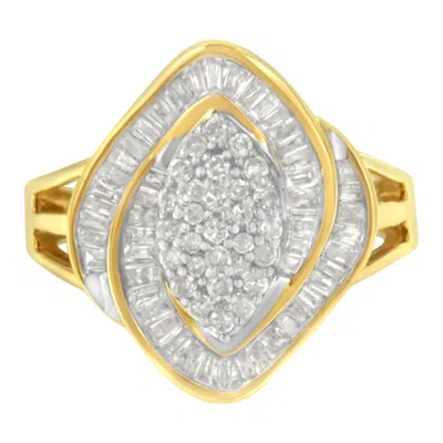 Haus Of Brilliance 10k Yellow Gold Diamond Cluster Ring In Multi