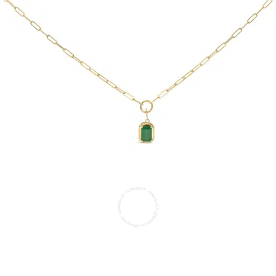Haus Of Brilliance 10k Yellow Gold Emerald Cut 6x4 Mm Green Emerald Solitaire Pendant Necklace - 18