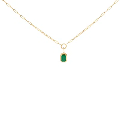 Haus Of Brilliance 10k Yellow Gold Emerald Cut 6x4 Mm Green Emerald Solitaire Pendant Necklace