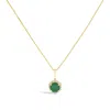 Haus Of Brilliance 10k Yellow Gold Green Emerald And 1/10 Cttw Diamond Accent Halo Pendant Necklace In Gold