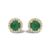 Haus Of Brilliance 10k Yellow Gold Green Emerald And 1/6 Cttw Diamond Halo Stud Earring In Gold