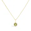 Haus Of Brilliance 10k Yellow Gold Green Peridot And 1/10 Cttw Diamond Accent Halo Pendant Necklace In Gold