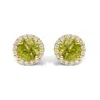 Haus Of Brilliance 10k Yellow Gold Green Peridot And 1/6 Cttw Diamond Halo Stud Earring In Multi