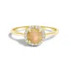 Haus Of Brilliance 10k Yellow Gold Opal And 1/10 Cttw Diamond Halo Ring In Gold