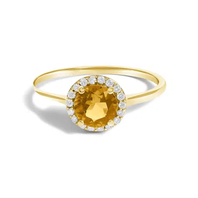 Haus Of Brilliance 10k Yellow Gold Orange Citrine And 1/10 Cttw Diamond Halo Ring