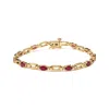 Haus Of Brilliance 10k Yellow Gold Oval Ruby And 1/10 Cttw Diamond Bar Prong Set Bracelet In Yellow