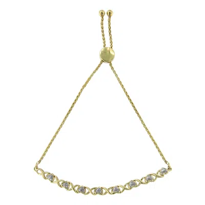 Haus Of Brilliance 10k Yellow Gold Over .925 Sterling Silver 1/10 Cttw Diamond Heart And X-link 6"-9" Adjustable Bolo B