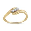 Haus Of Brilliance 10k Yellow Gold Over .925 Sterling Silver 1/10 Cttw Diamond Three-stone Bypass Fashion Cocktail Ring In Yellow